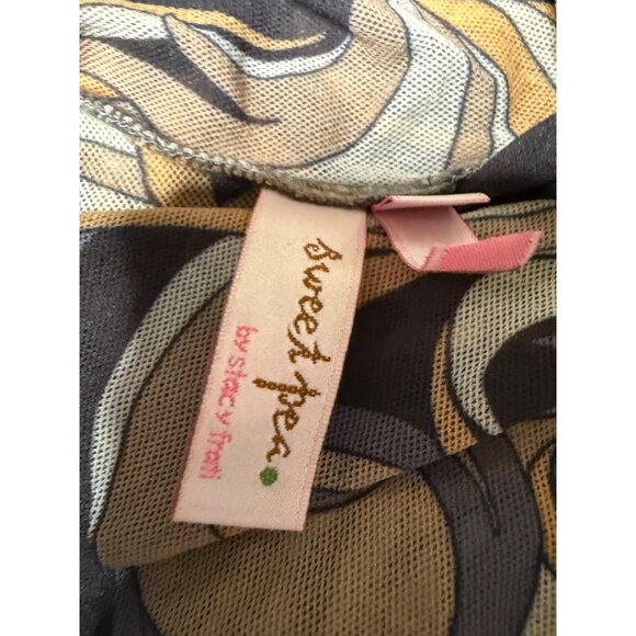 Y2k Sweet Pea Mesh top tunic Abstract Fairy Hippie Festival Empire Whimsigoth lg - Picture 11 of 12